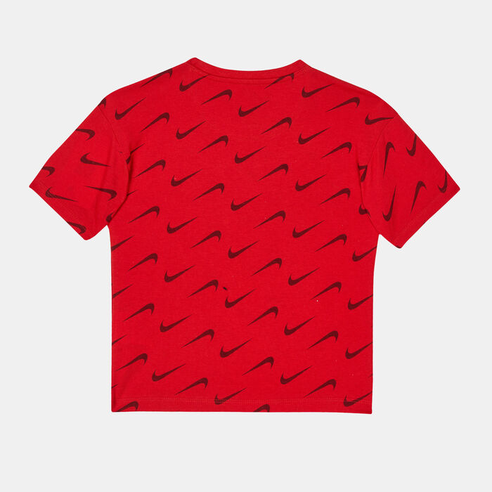 Nike Kids' Allover Swoosh Print T-Shirt Red Nike Kids' Allover Swoosh Print T-Shirt Red image number 1