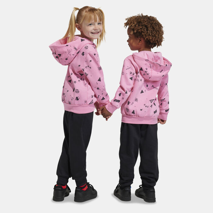 adidas Kids' Brand Love Hooded Tracksuit Green adidas Kids' Brand Love Hooded Tracksuit Green image number 1