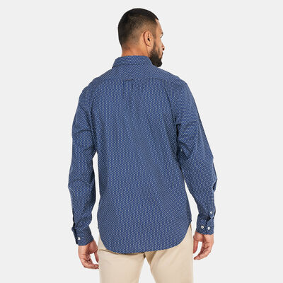 Timberland Men's Micro All Over Print Shirt Blue Timberland Men's Micro All Over Print Shirt Blue