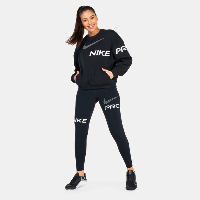 Nike Women's Dri-FIT Get Fit Graphic Crew Sweatshirt Black Nike Women's Dri-FIT Get Fit Graphic Crew Sweatshirt Black image number 2