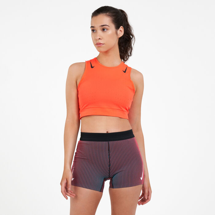 Nike Women's AeroSwift Crop Top Red Nike Women's AeroSwift Crop Top Red image number 0