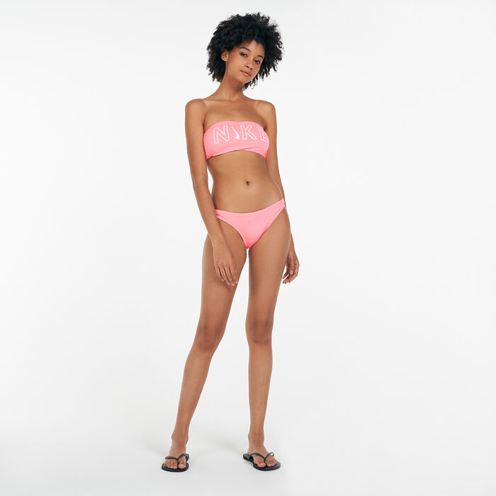 Nike Swim Women's Bandeau Swimming Bikini Top Red Nike Swim Women's Bandeau Swimming Bikini Top Red image number 2