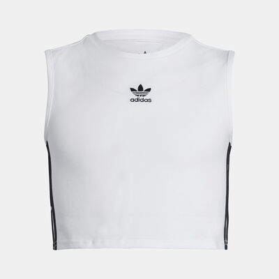 adidas Originals Kids' Adicolor Crop Tank Top White adidas Originals Kids' Adicolor Crop Tank Top White
