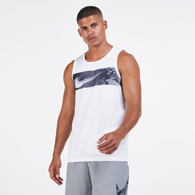 Nike Men's Legend Camo Swoosh Tank Top White