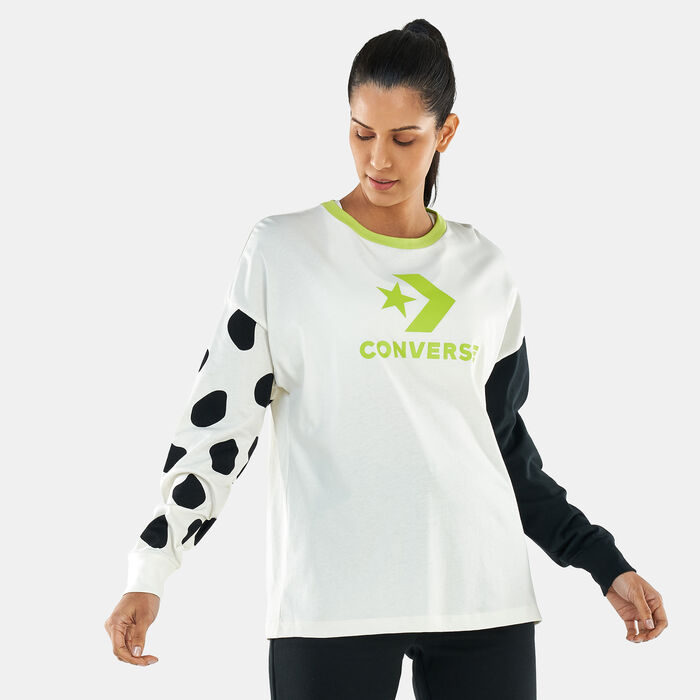 Converse Women's Cheetah Colourblocked Star Chevron T-Shirt Multi Converse Women's Cheetah Colourblocked Star Chevron T-Shirt Multi image number 0
