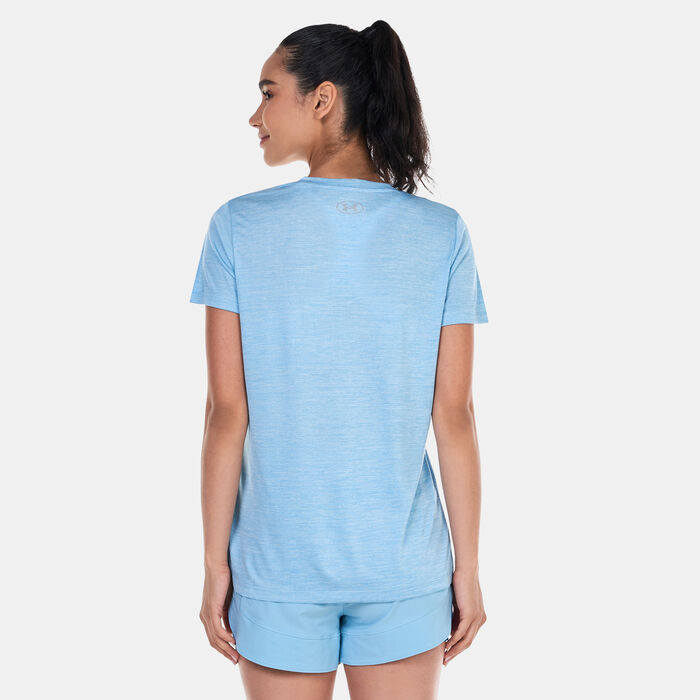 Under Armour Women's Tech™ Twist V-Neck Training T-Shirt Blue Under Armour Women's Tech™ Twist V-Neck Training T-Shirt Blue image number 1