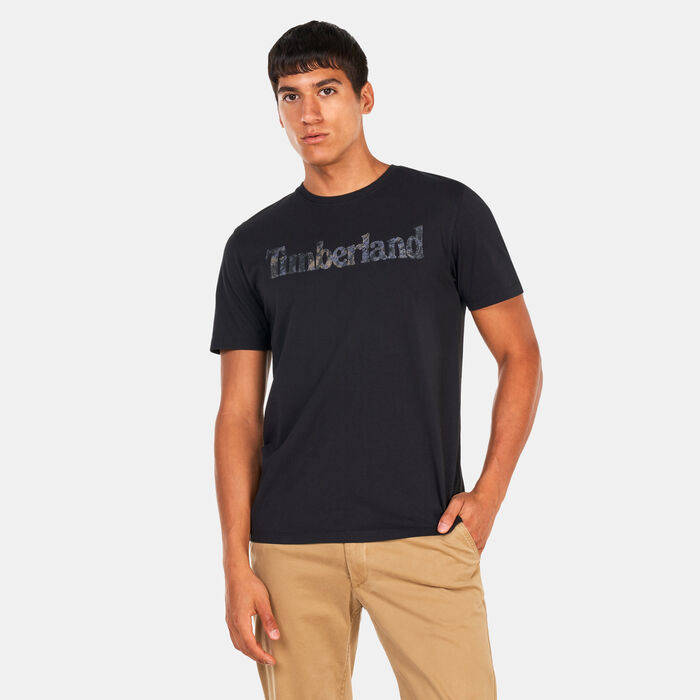 Timberland Men's Linear Logo Seasonal Camo T-Shirt Black image number 0