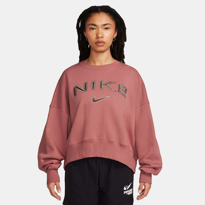 Nike Women's Sportswear Phoenix Fleece Logo Sweatshirt Maroon Nike Women's Sportswear Phoenix Fleece Logo Sweatshirt Maroon image number 0