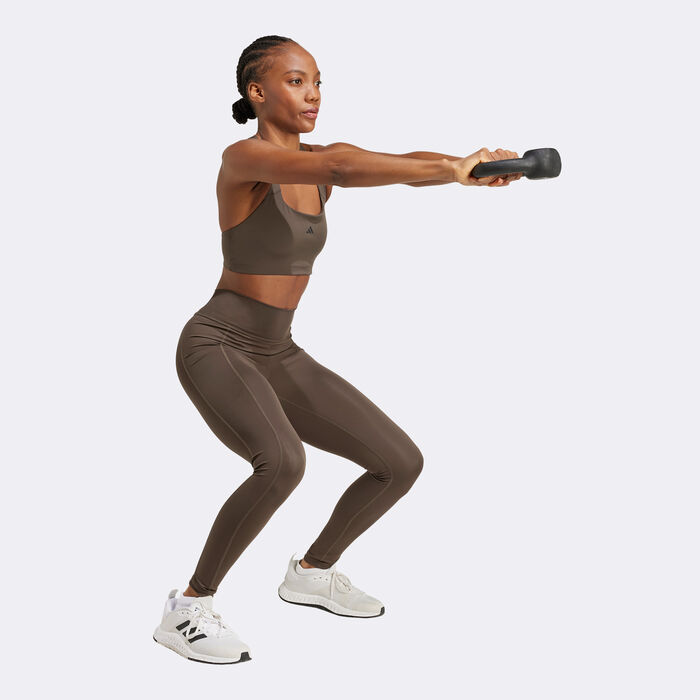 adidas Women's Powerimpact Medium-Support Training Sports Bra Green image number 2