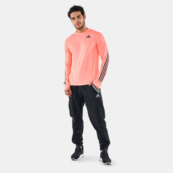 adidas Men's Run Icon Full Reflective 3-Stripes Long Sleeve T-Shirt Pink adidas Men's Run Icon Full Reflective 3-Stripes Long Sleeve T-Shirt Pink image number 2