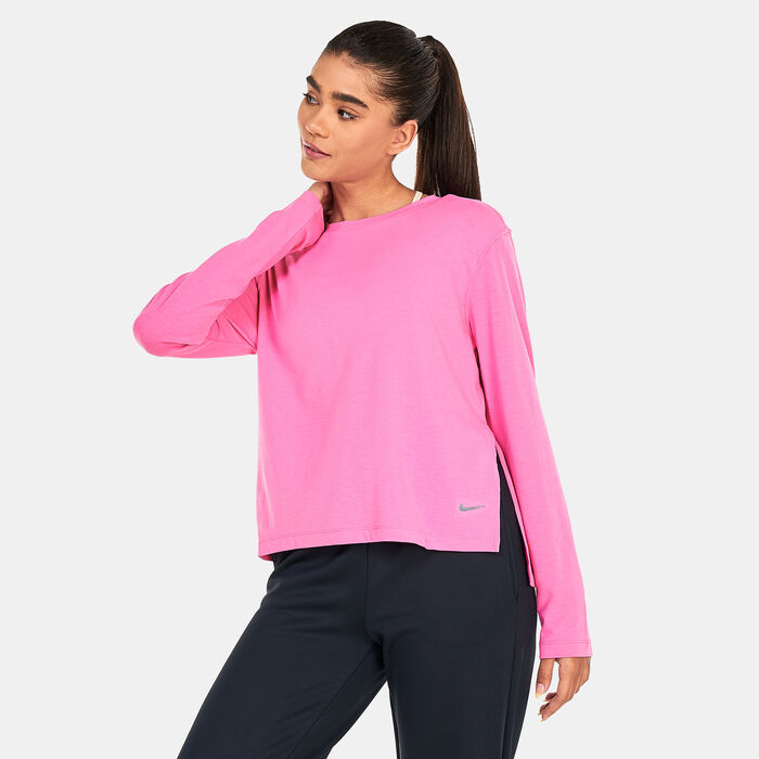 Nike Women's Yoga Dri-FIT Long-Sleeve Top Pink image number 0