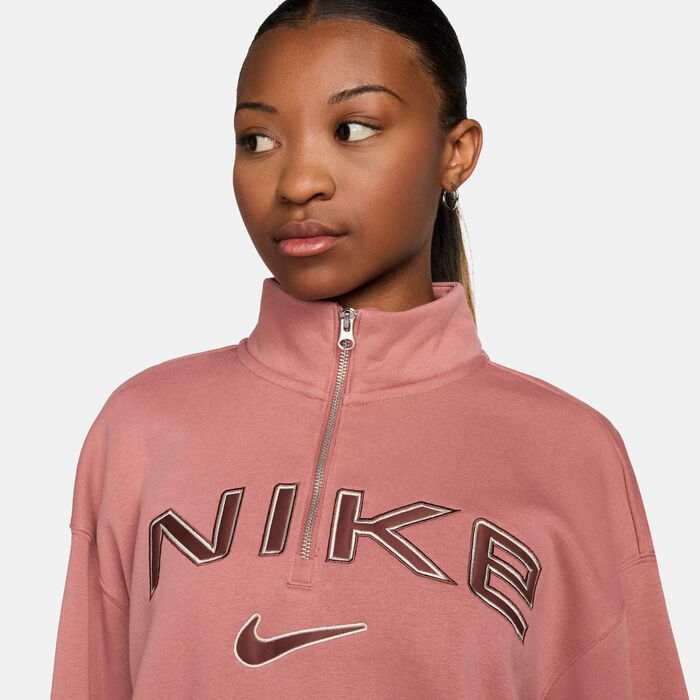 Nike Women's Sportswear Phoenix Fleece 1/4-Zip Top Peach image number 2