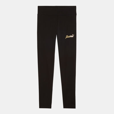 PUMA Kids' Essential+ Script Metallic Graphic Leggings Black