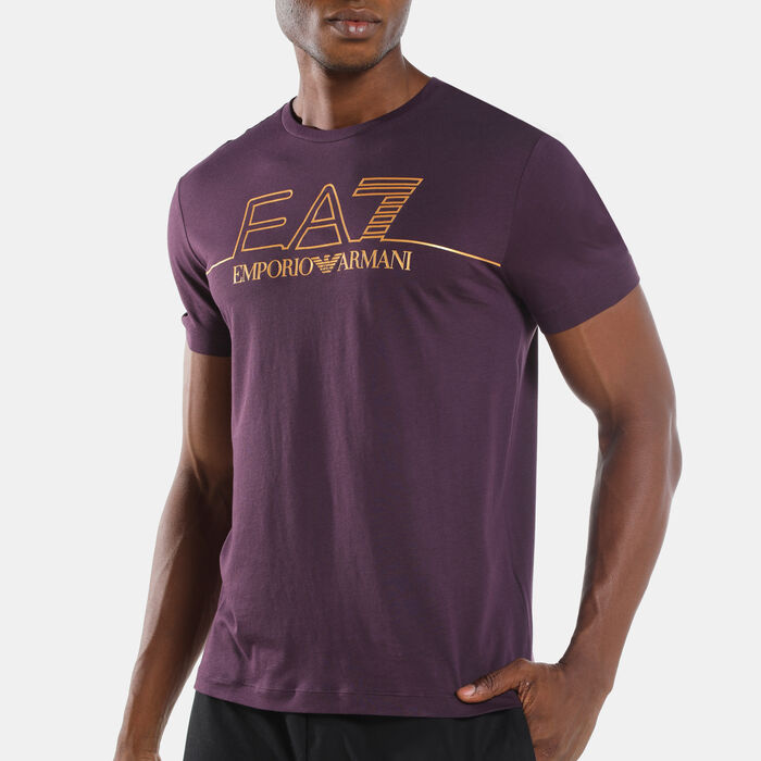EA7 Emporio Armani Men's Train Gold Label Big Logo T-Shirt Purple EA7 Emporio Armani Men's Train Gold Label Big Logo T-Shirt Purple image number 3