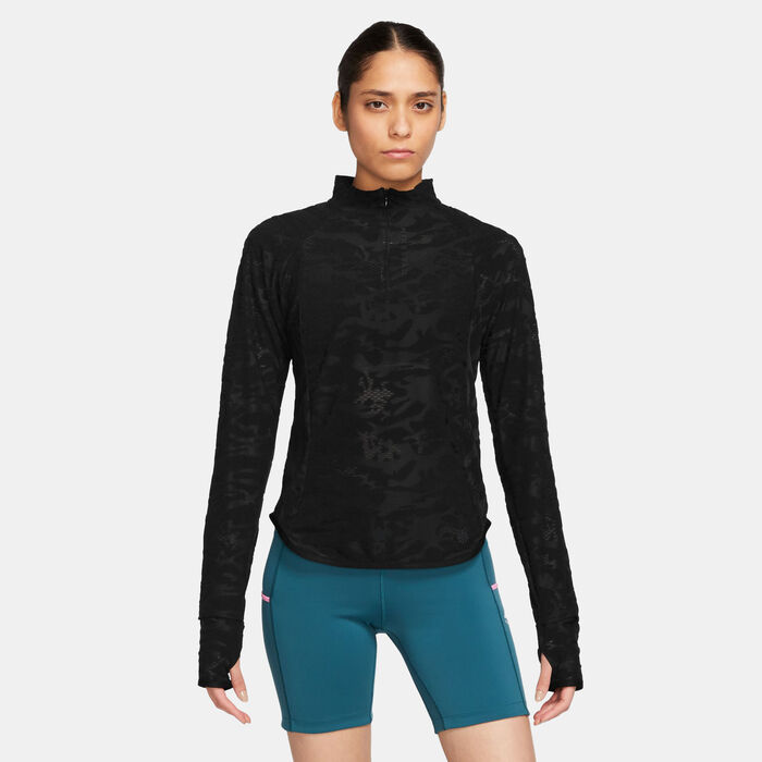 Nike Women's Dri-FIT 1/4-Zip Mid Layer Trail T-Shirt Black Nike Women's Dri-FIT 1/4-Zip Mid Layer Trail T-Shirt Black image number 0