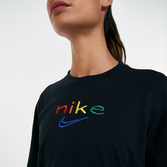 Nike Women's Sportswear Boxy Rainbow T-Shirt Black Nike Women's Sportswear Boxy Rainbow T-Shirt Black image number 3