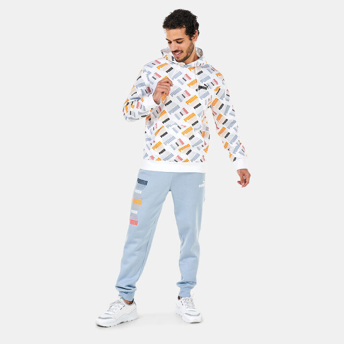 PUMA Men's Logo Repeat Allover Print Hoodie White PUMA Men's Logo Repeat Allover Print Hoodie White image number 2