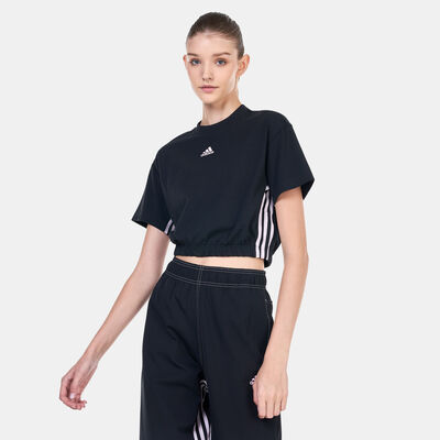 adidas Women's Dance 3-Stripes Crop Top Black adidas Women's Dance 3-Stripes Crop Top Black
