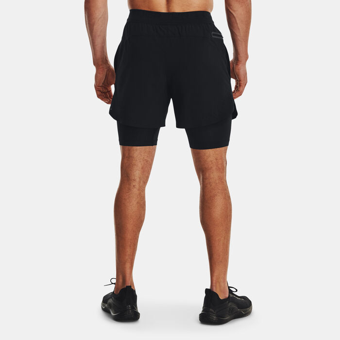 Under Armour Men's Peak Woven 2-in-1 Running Shorts Black image number 1