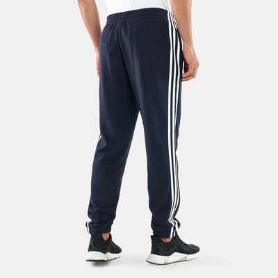 adidas Men's Essentials French Terry Tapered 3-Stripes Pants Blue