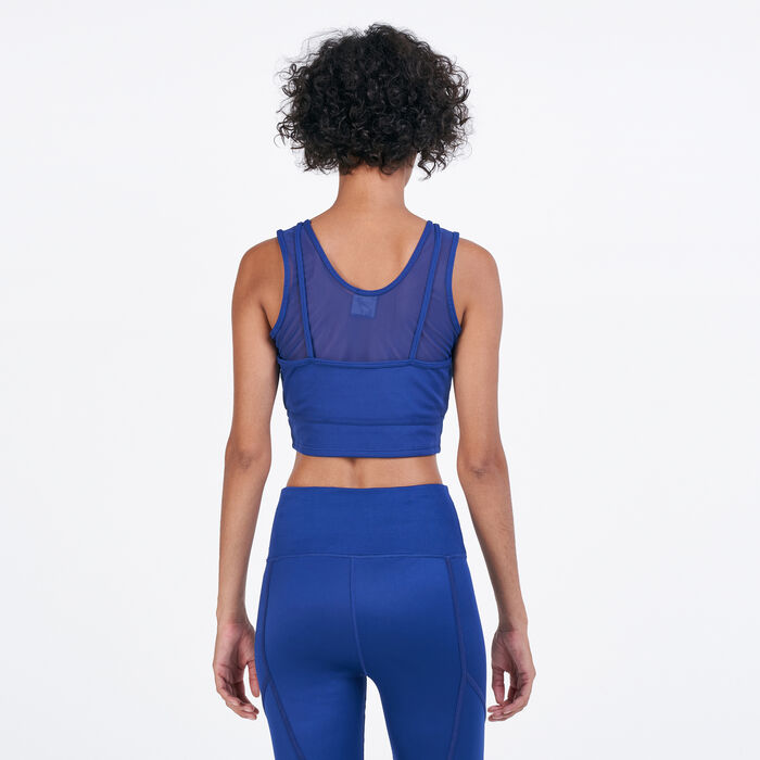 PUMA Women's Studio Layered Crop Tank Top Blue PUMA Women's Studio Layered Crop Tank Top Blue image number 1