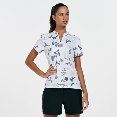 Nike Women's Breathe Floral Print Polo Shirt White Nike Women's Breathe Floral Print Polo Shirt White