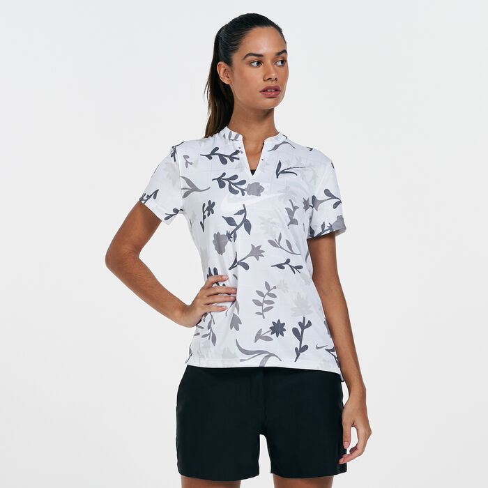 Nike Women's Breathe Floral Print Polo Shirt White Nike Women's Breathe Floral Print Polo Shirt White image number 0