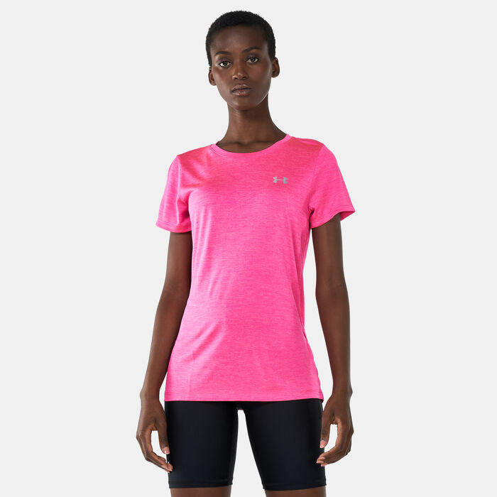 Under Armour Women's UA Tech™ Twist Training T-Shirt Pink Under Armour Women's UA Tech™ Twist Training T-Shirt Pink image number 0