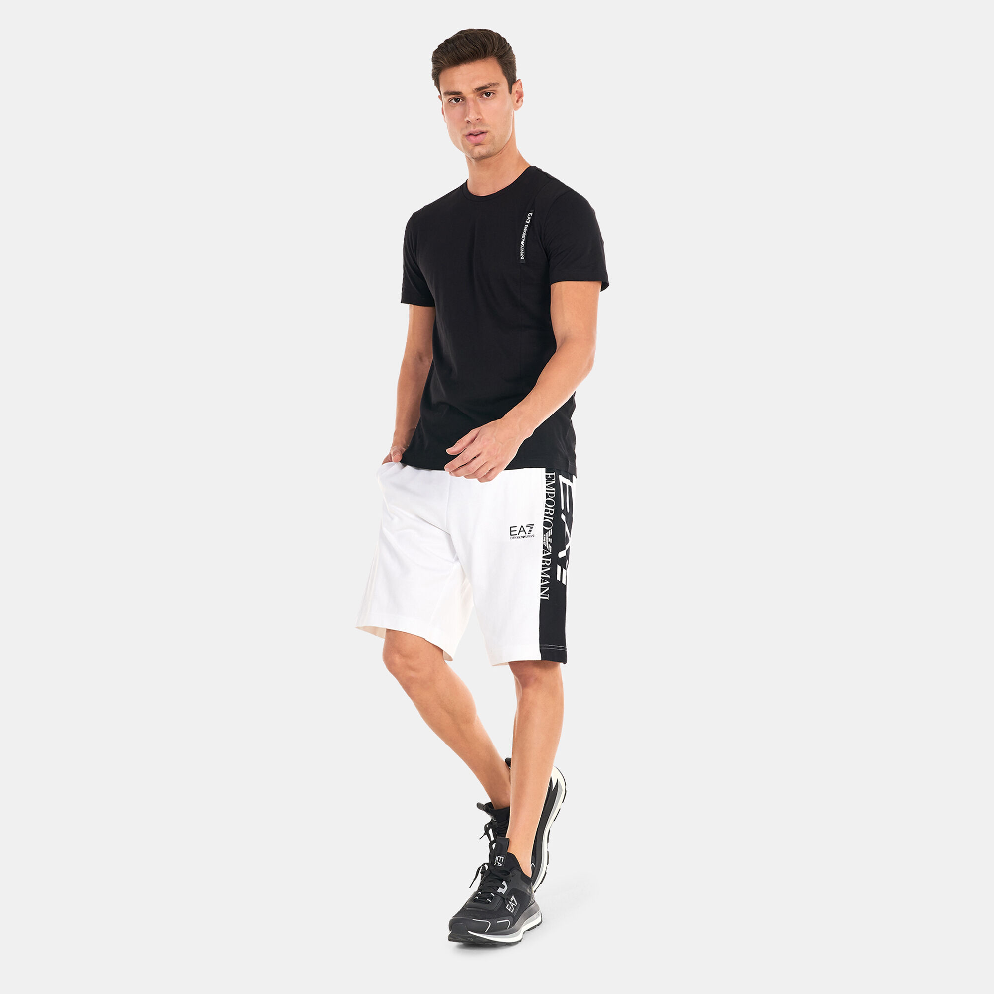White ea7 shorts on sale