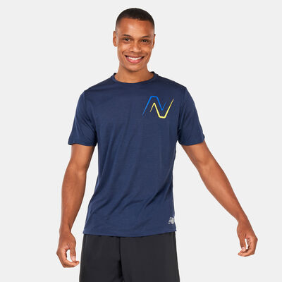 New Balance Men's Graphic Impact Run T-Shirt Blue