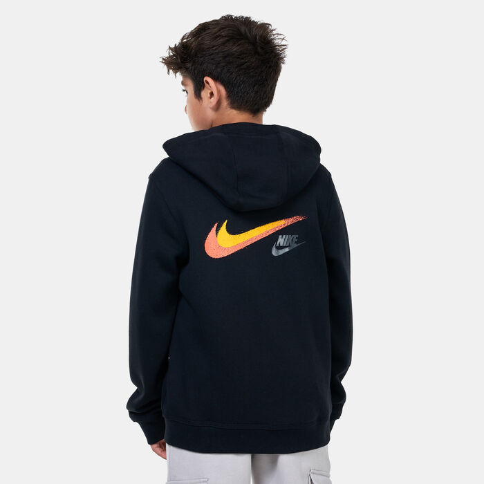 Nike Kids' Sportswear Fleece Full-Zip Graphic Hoodie Black Nike Kids' Sportswear Fleece Full-Zip Graphic Hoodie Black image number 1