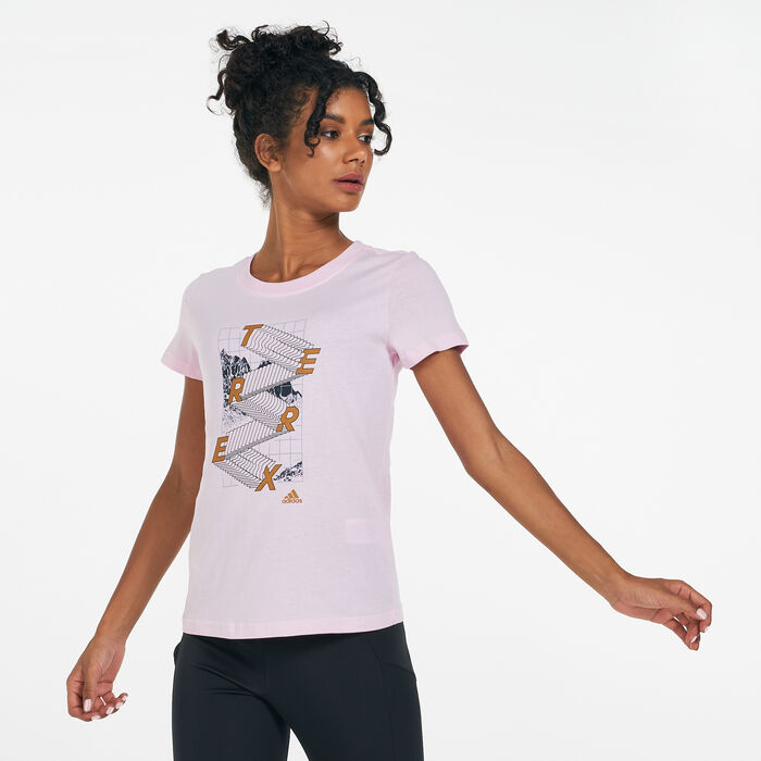 adidas Women's Terrex Nature Graphic T-Shirt Pink adidas Women's Terrex Nature Graphic T-Shirt Pink image number 0