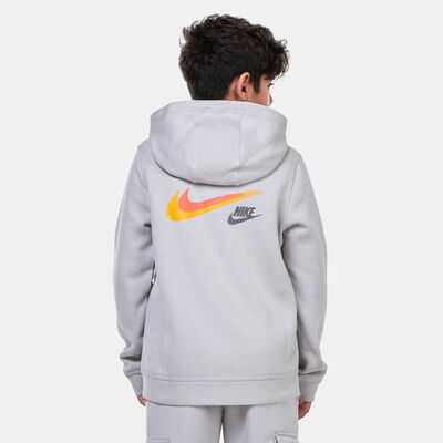 Nike Kids' Sportswear Fleece Full-Zip Graphic Hoodie Grey Nike Kids' Sportswear Fleece Full-Zip Graphic Hoodie Grey