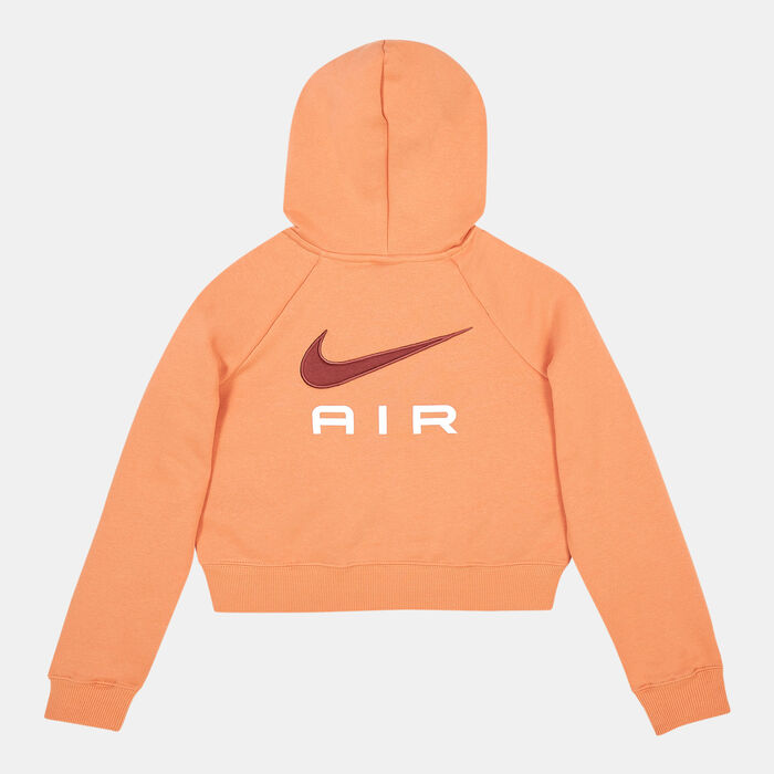 Nike Kids' Air French Terry Crop Hoodie (Older Kids) Orange image number 1