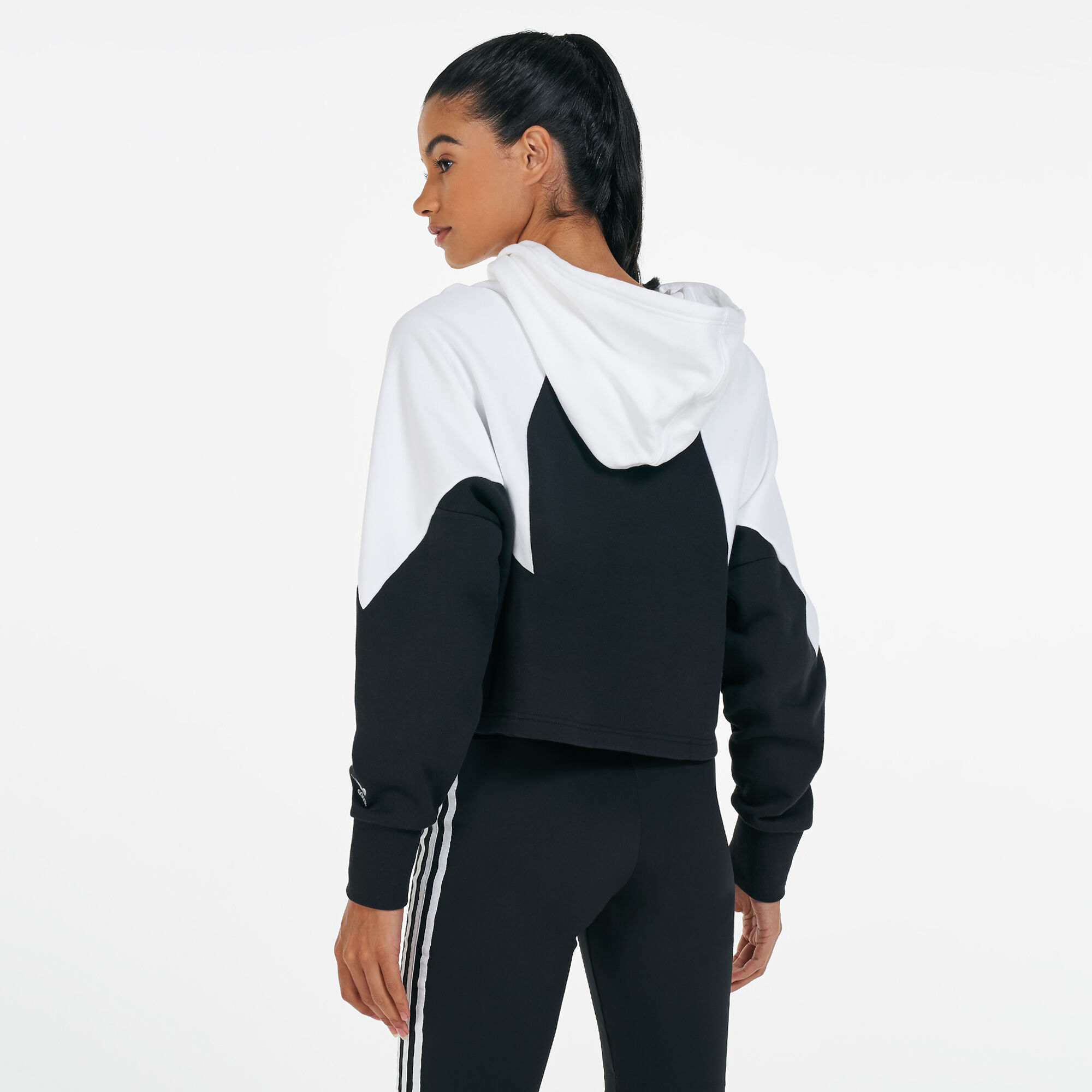 Women s Large Logo Cropped Hoodie Black adidas Originals in Qatar SSS