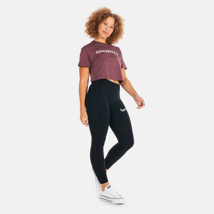 Converse Women's Puff Logo Cropped T-Shirt Red Converse Women's Puff Logo Cropped T-Shirt Red image number 2