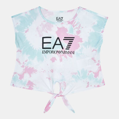 EA7 Emporio Armani Kids' Graphic Crop T-Shirt Blue