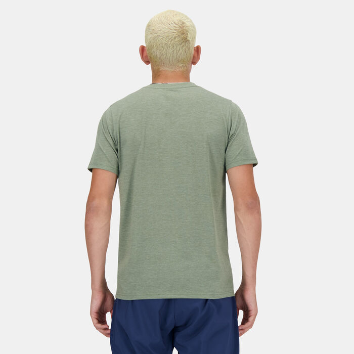 New Balance Men's Sport Essentials Heathertech Running T-Shirt Green image number 1