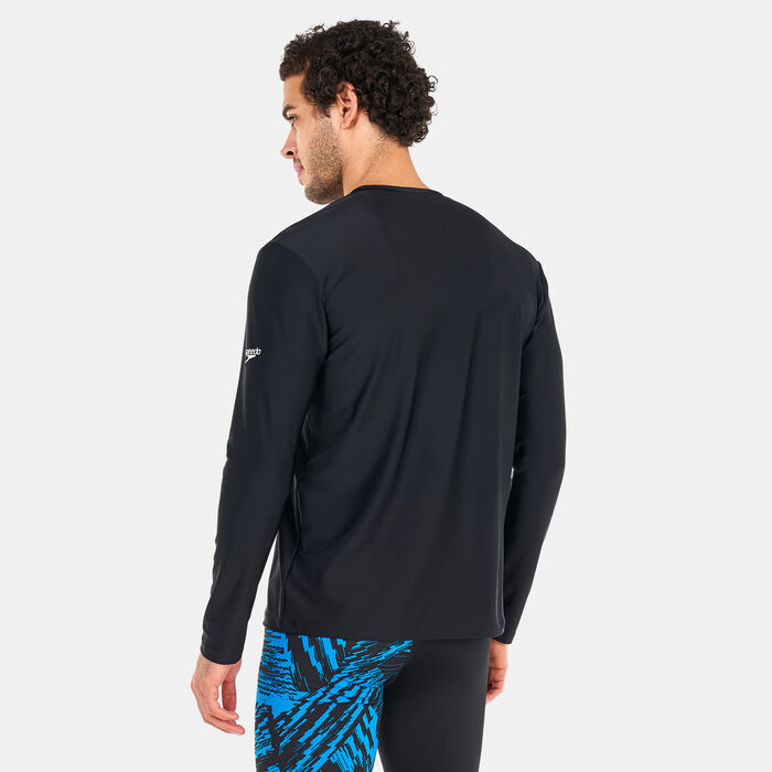 Speedo Men's Printed Long Sleeve Swim T-Shirt Black Speedo Men's Printed Long Sleeve Swim T-Shirt Black image number 1
