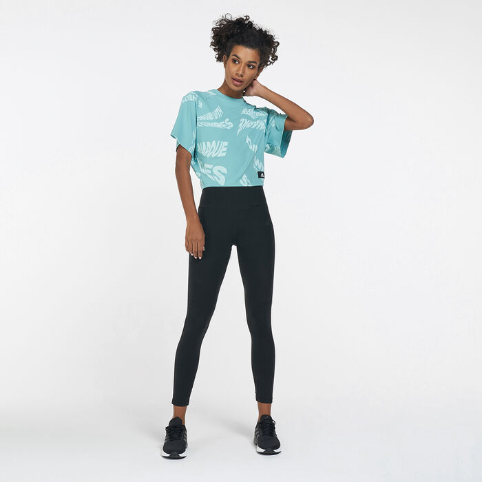 adidas Women's Sportswear Allover Print 3-Stripes T-Shirt Green adidas Women's Sportswear Allover Print 3-Stripes T-Shirt Green image number 2