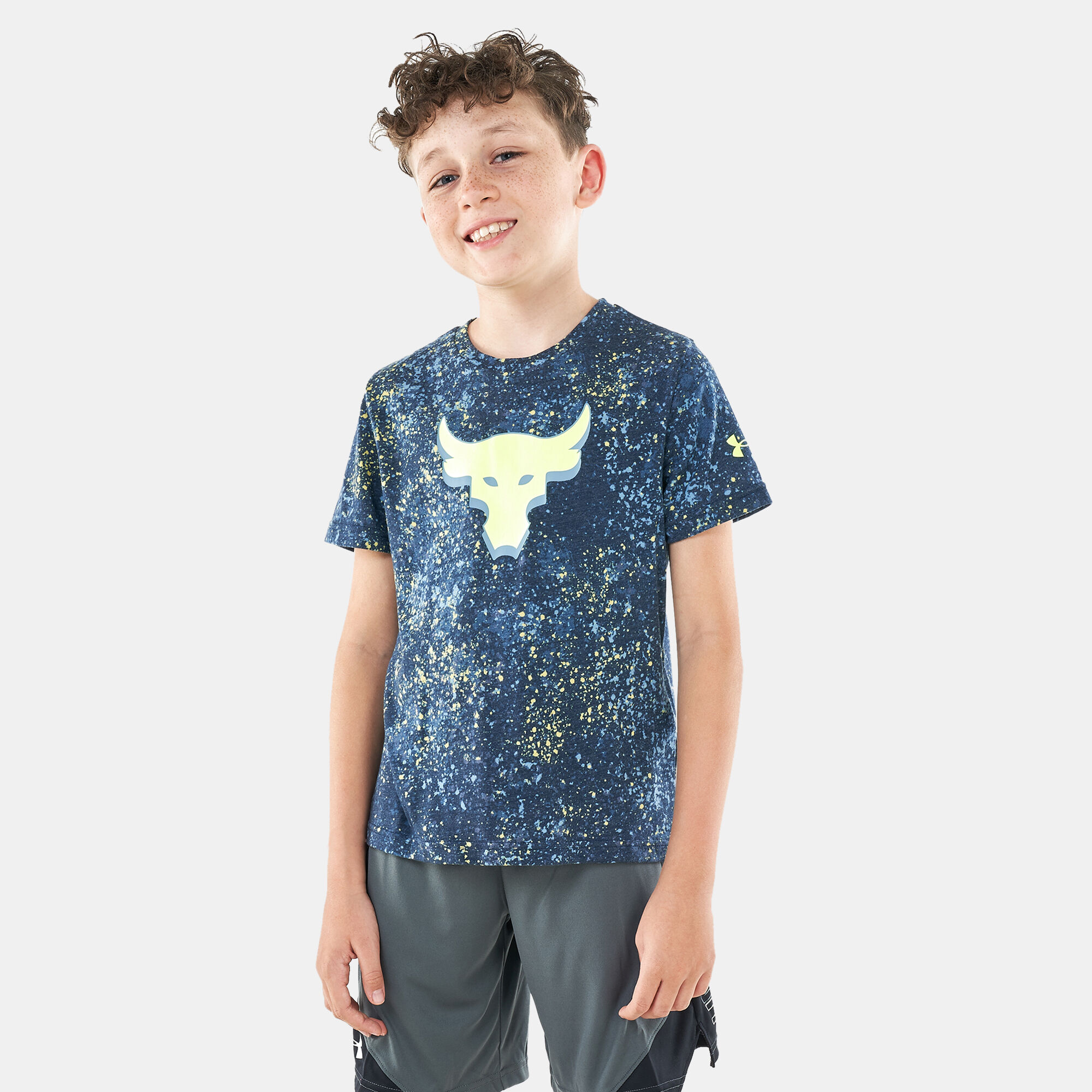 Kids UA Project Rock Camo T Shirt Black Under Armour in Qatar SSS