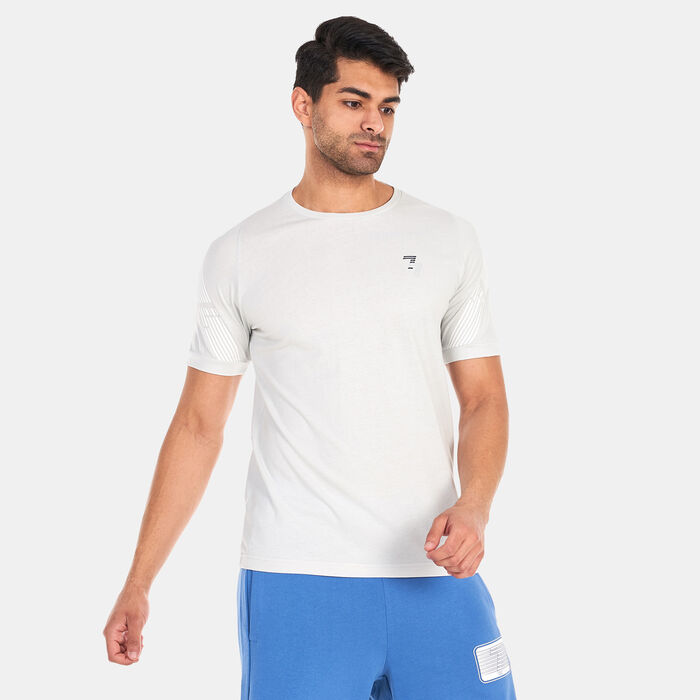 EA7 Emporio Armani Men's Small Logo 7 Lines T-Shirt Grey EA7 Emporio Armani Men's Small Logo 7 Lines T-Shirt Grey image number 0