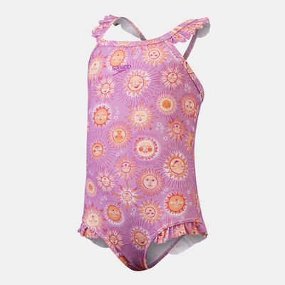 Speedo Kids' Digital Frill Thinstrap Swimsuit Purple