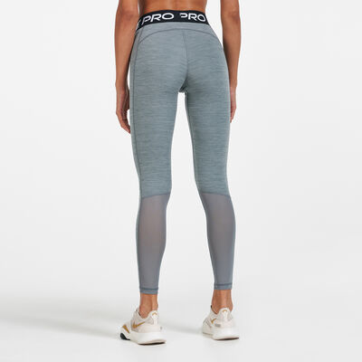 Nike Women's Pro Mid-Rise Mesh-Panelled Leggings Grey Nike Women's Pro Mid-Rise Mesh-Panelled Leggings Grey
