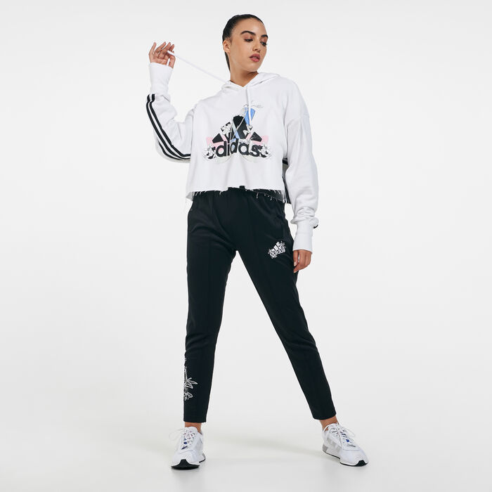 adidas Women's Cropped Hooded Sweatshirt White image number 2