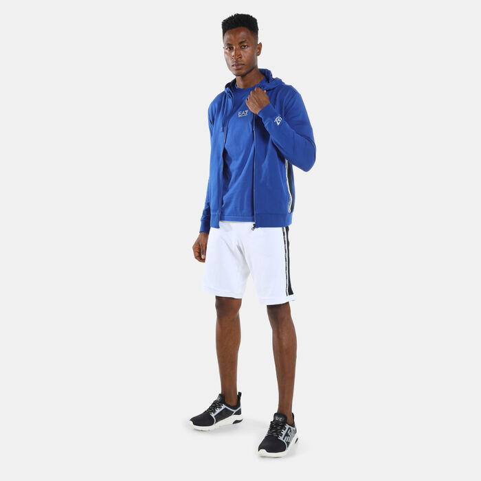 EA7 Emporio Armani Men's Train Logo Series Extended Logo Hoodie Blue EA7 Emporio Armani Men's Train Logo Series Extended Logo Hoodie Blue image number 2