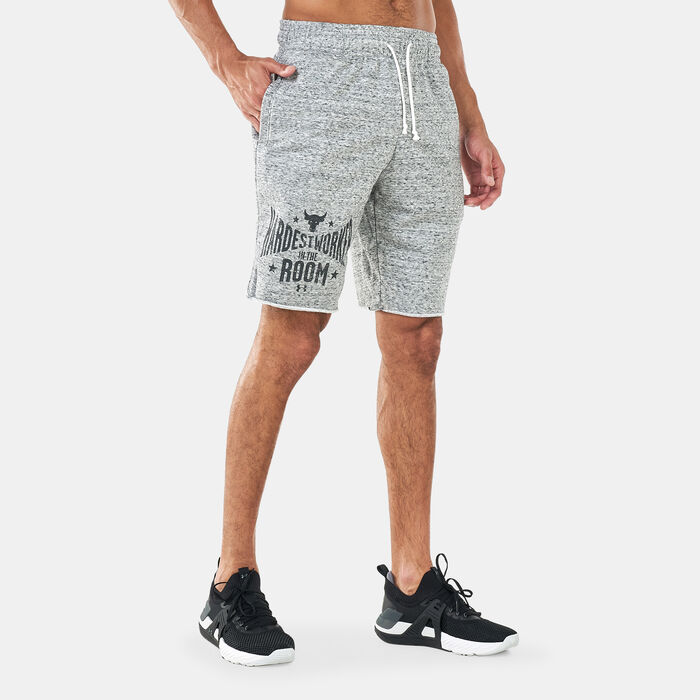 Under Armour Men's UA Project Rock Terry Shorts White Under Armour Men's UA Project Rock Terry Shorts White image number 0