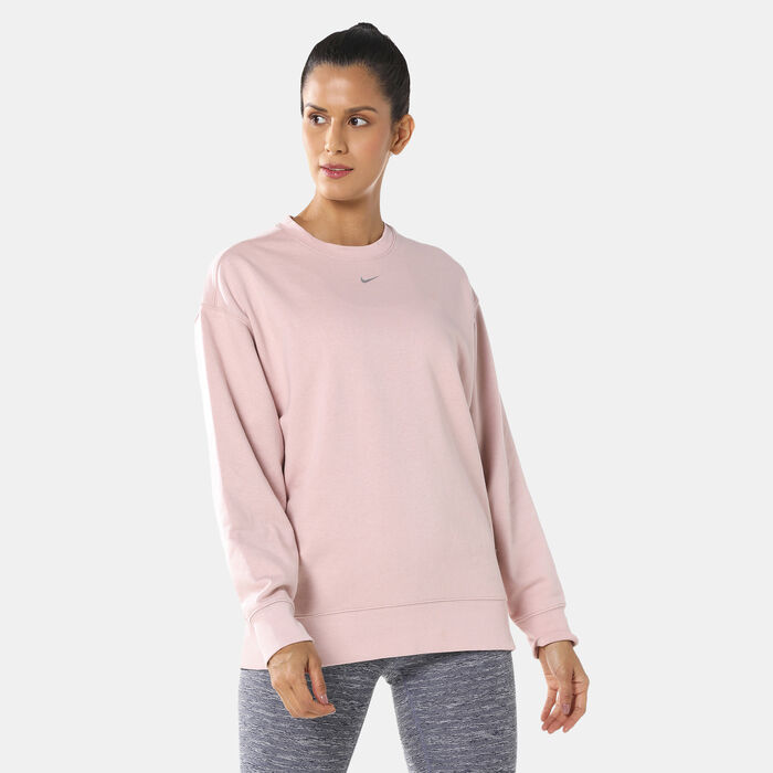 Nike Women's Dri-FIT Graphic Training Crew Sweatshirt Pink Nike Women's Dri-FIT Graphic Training Crew Sweatshirt Pink image number 0