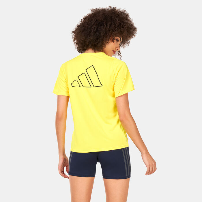 adidas Women's Run Icon 3 Bar Running T-Shirt yellow adidas Women's Run Icon 3 Bar Running T-Shirt yellow image number 1