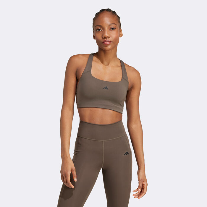 adidas Women's Powerimpact Medium-Support Training Sports Bra Green image number 0